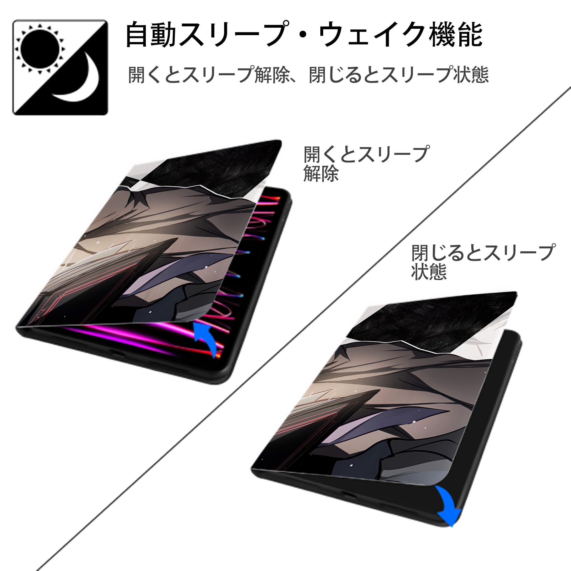 文豪ストレイドッグス Bungo Stray Dogs IPadケース ペンホルダー付き ブックスタイルデザイン