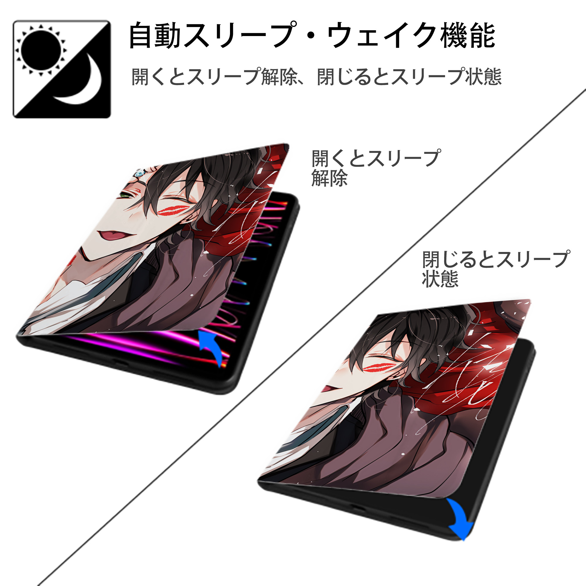 文豪ストレイドッグス Bungo Stray Dogs IPadケース ペンホルダー付き ブックスタイルデザイン