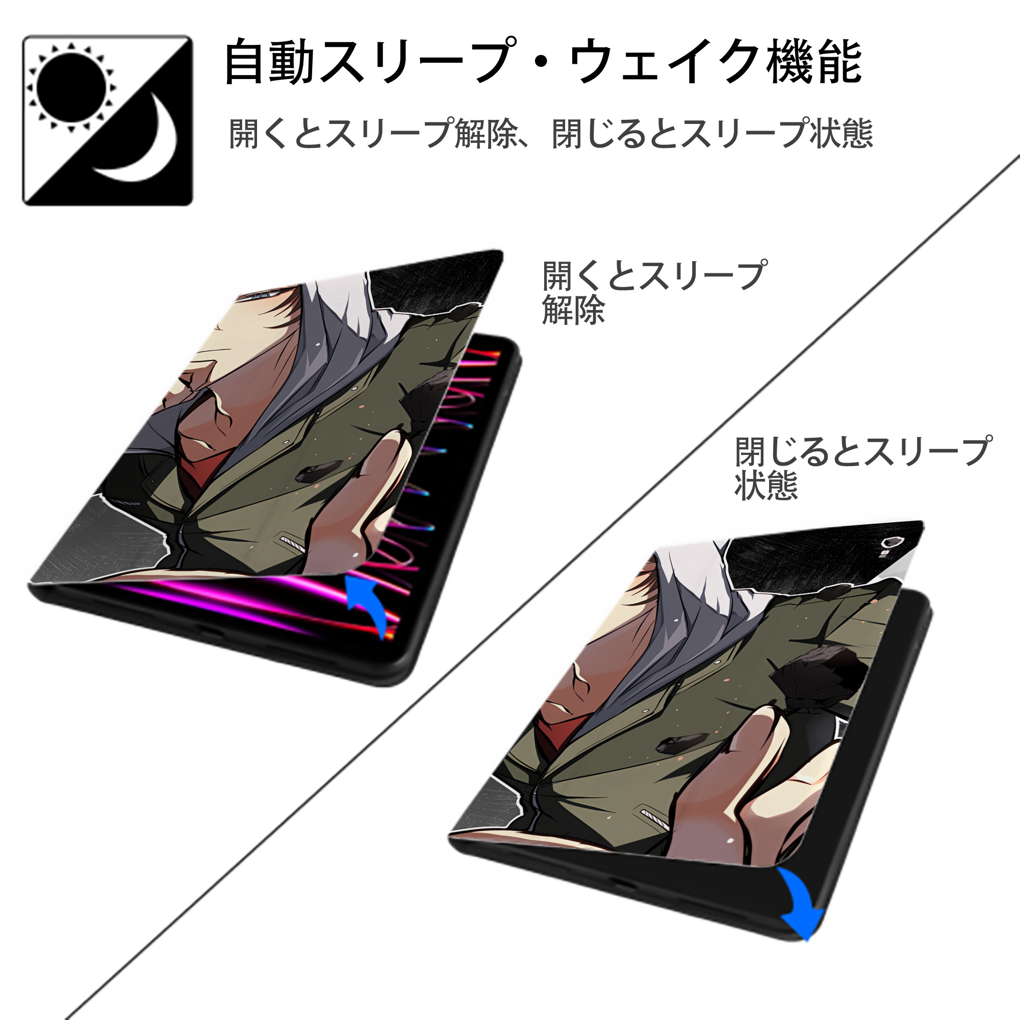 文豪ストレイドッグス Bungo Stray Dogs IPadケース ペンホルダー付き ブックスタイルデザイン