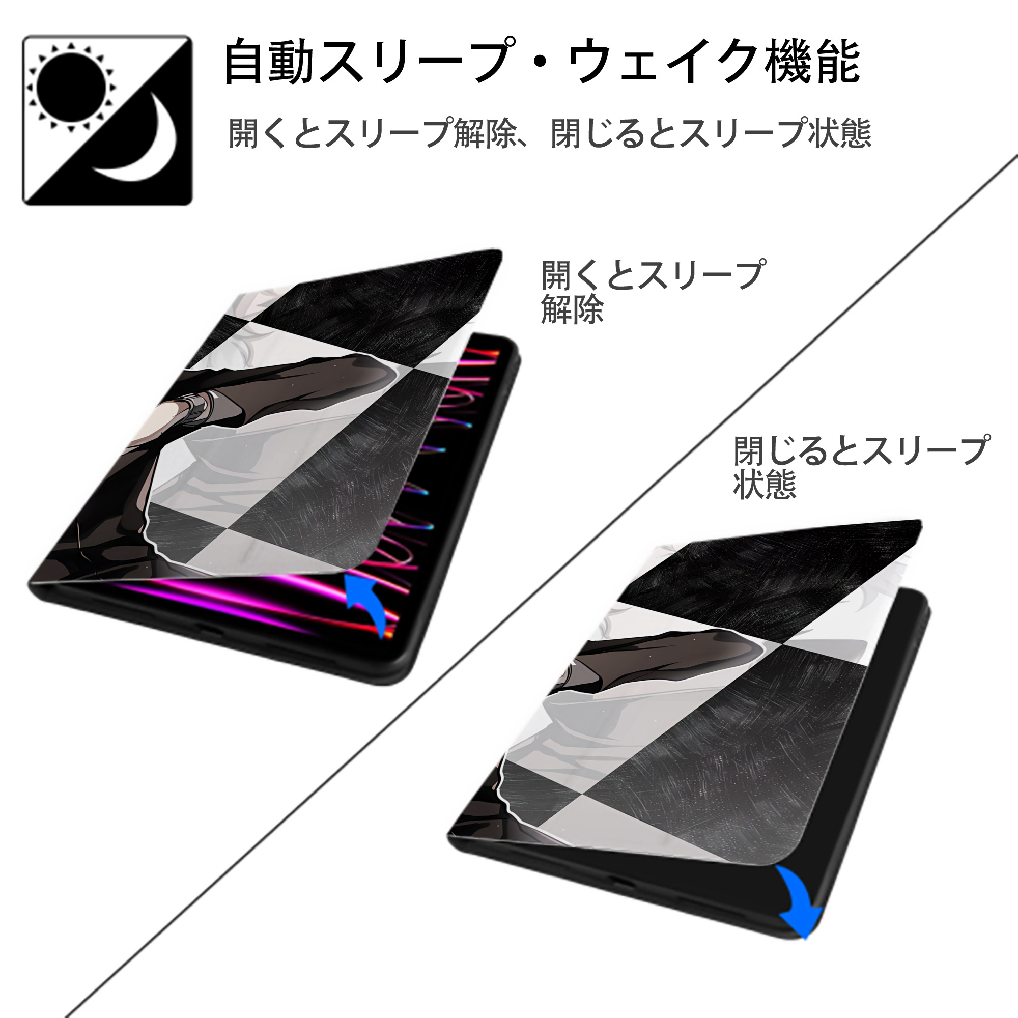 文豪ストレイドッグス Bungo Stray Dogs IPadケース ペンホルダー付き ブックスタイルデザイン