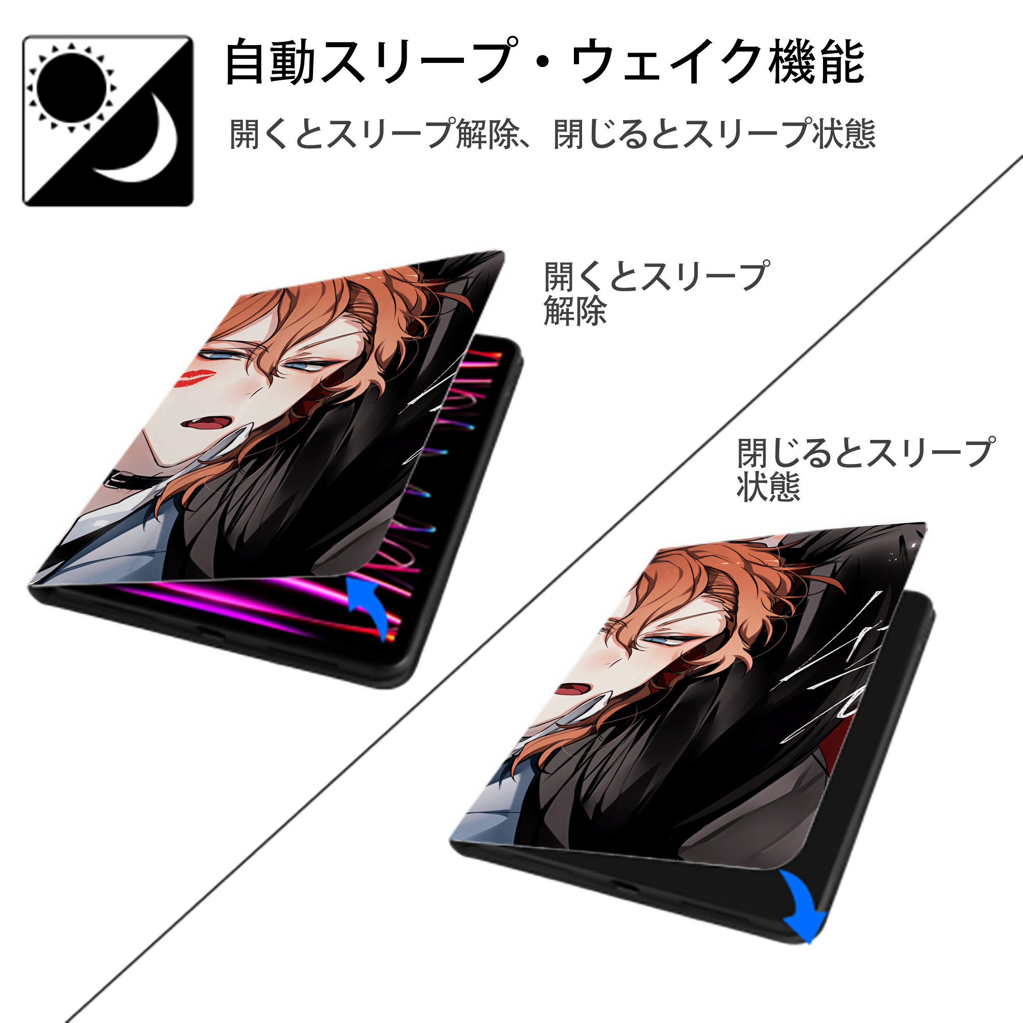 文豪ストレイドッグス Bungo Stray Dogs IPadケース ペンホルダー付き ブックスタイルデザイン