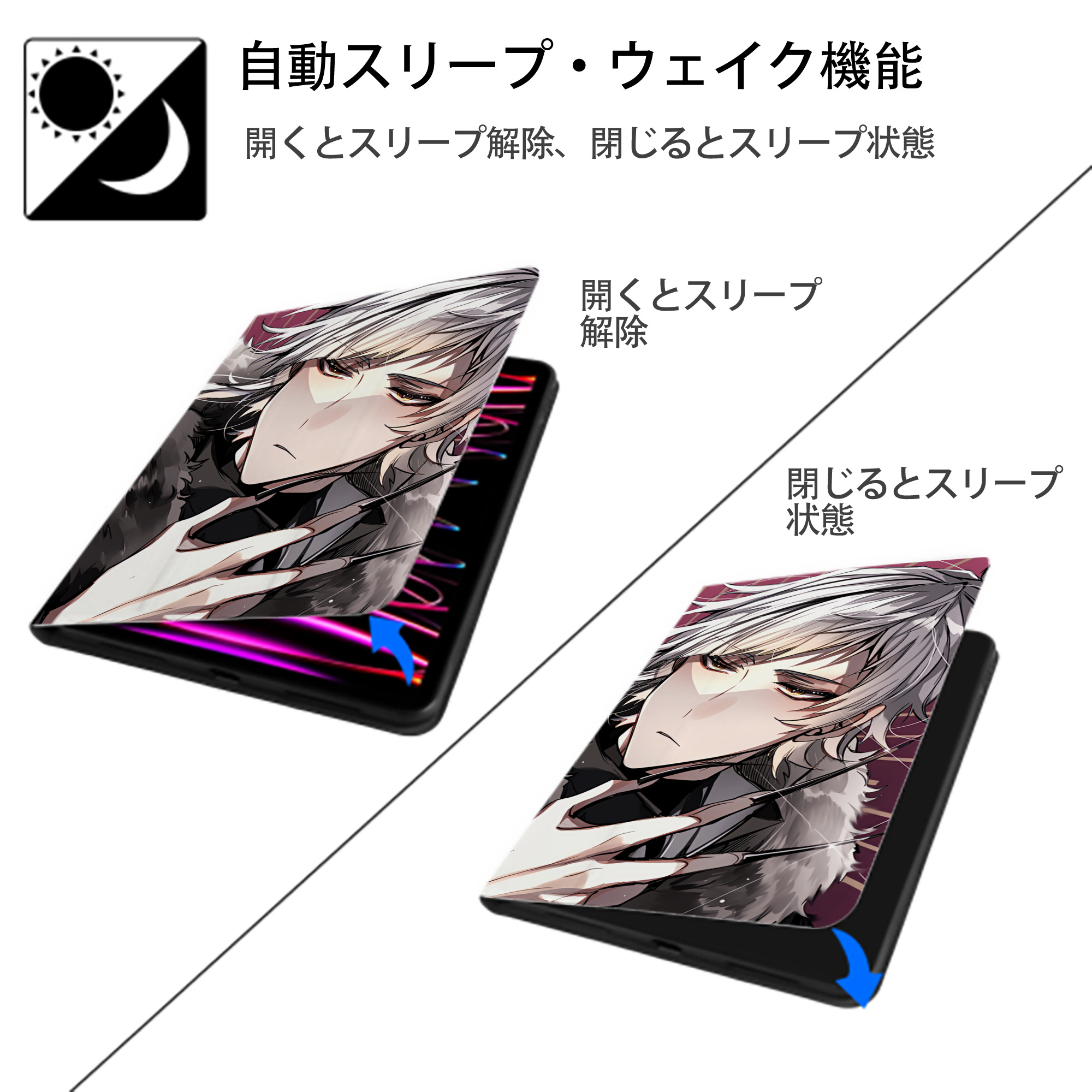文豪ストレイドッグス Bungo Stray Dogs IPadケース ペンホルダー付き ブックスタイルデザイン