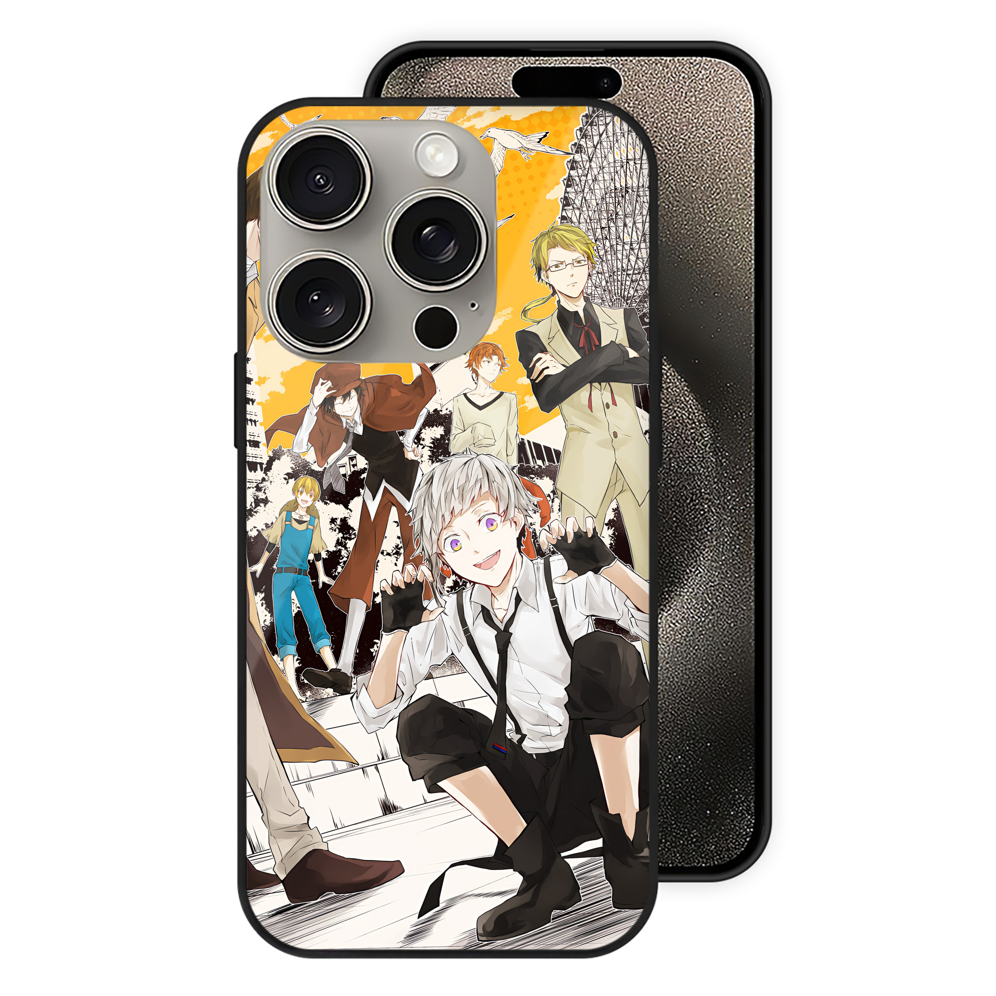（画像用） 文豪ストレイドッグス Bungo Stray Dogs 【iPhone15Pro対応】スマホケース 耐衝撃＆黄変防止 背面ガラス