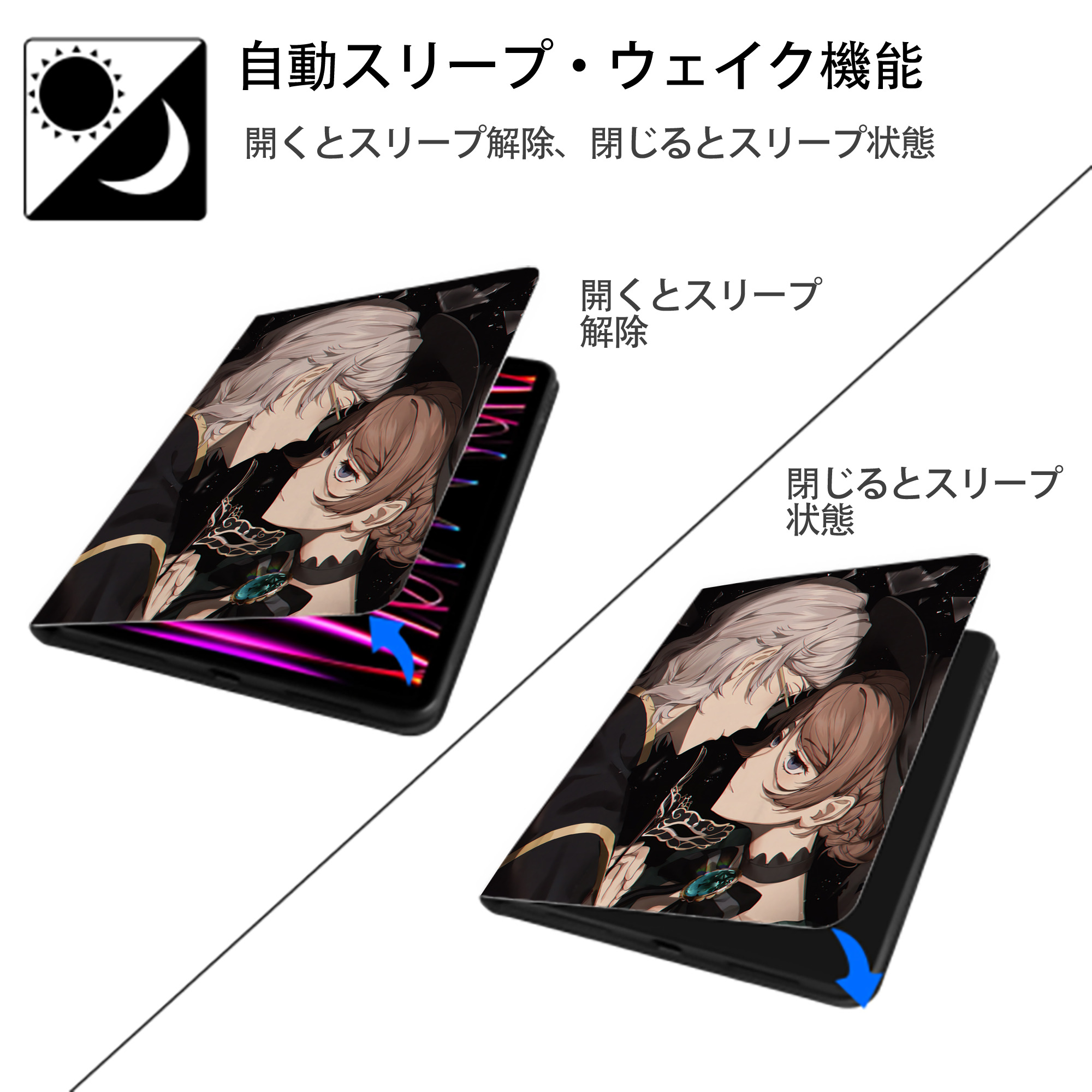 文豪ストレイドッグス Bungo Stray Dogs IPad ケース ペン収納付き 三つ折りスタンド PUレザー×シリコン 対応機種9.5/10.5/10.9インチ