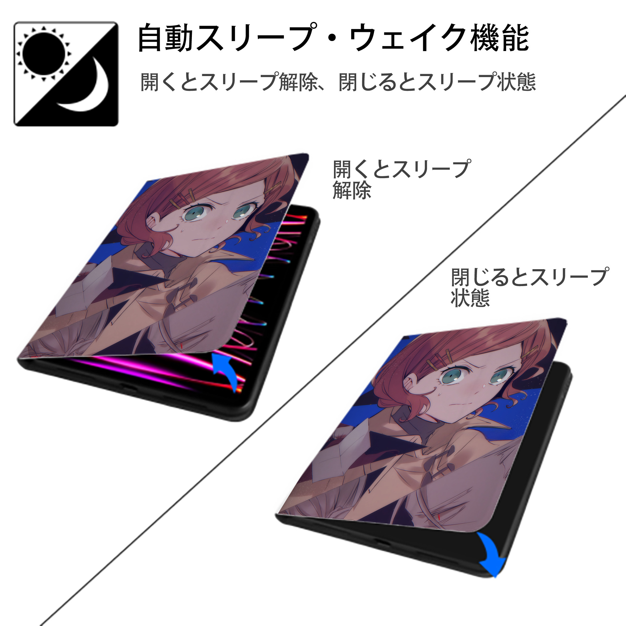 文豪ストレイドッグス Bungo Stray Dogs IPad ケース ペン収納付き 三つ折りスタンド PUレザー×シリコン 対応機種9.5/10.5/10.9インチ