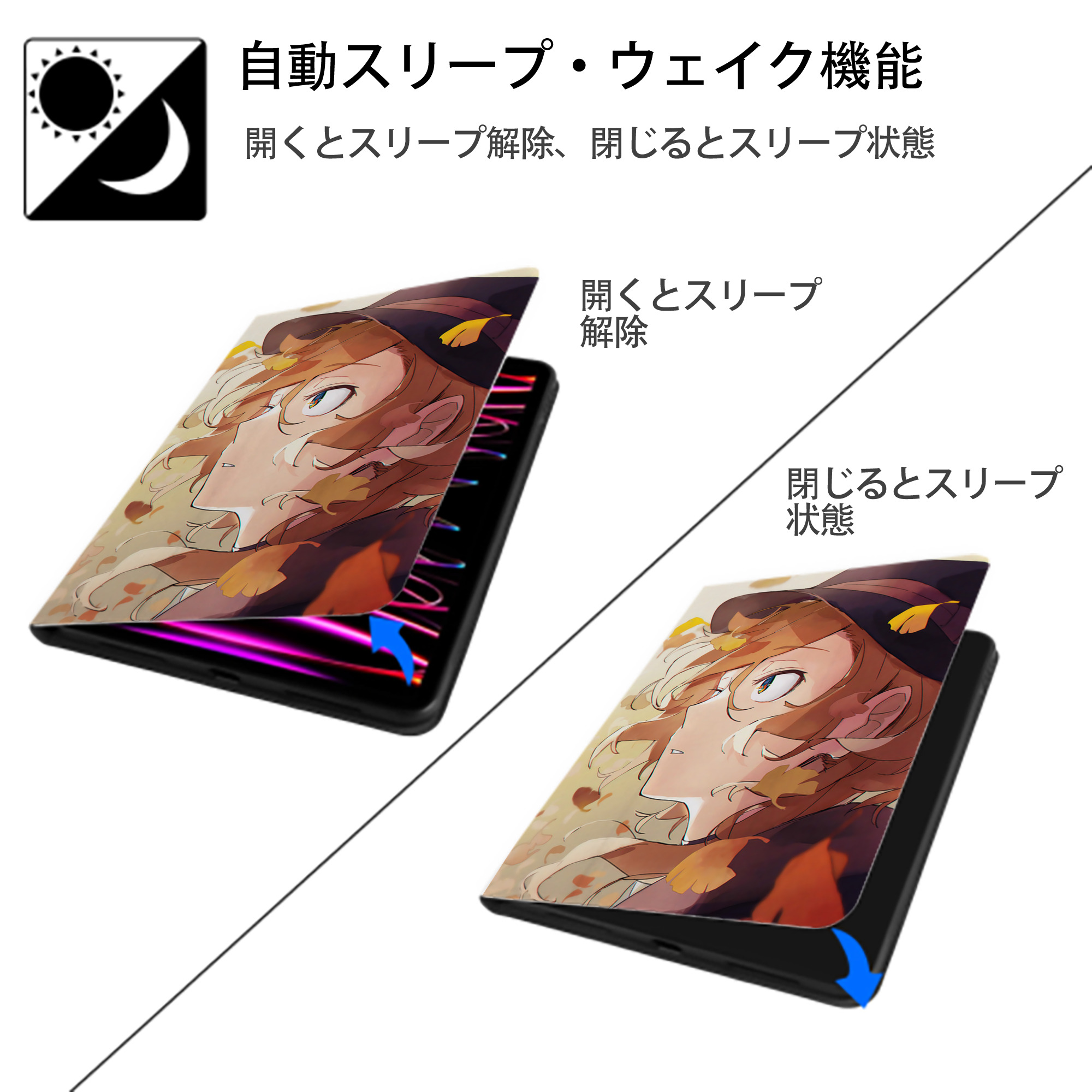 文豪ストレイドッグス Bungo Stray Dogs IPad ケース ペン収納付き 三つ折りスタンド PUレザー×シリコン 対応機種9.5/10.5/10.9インチ