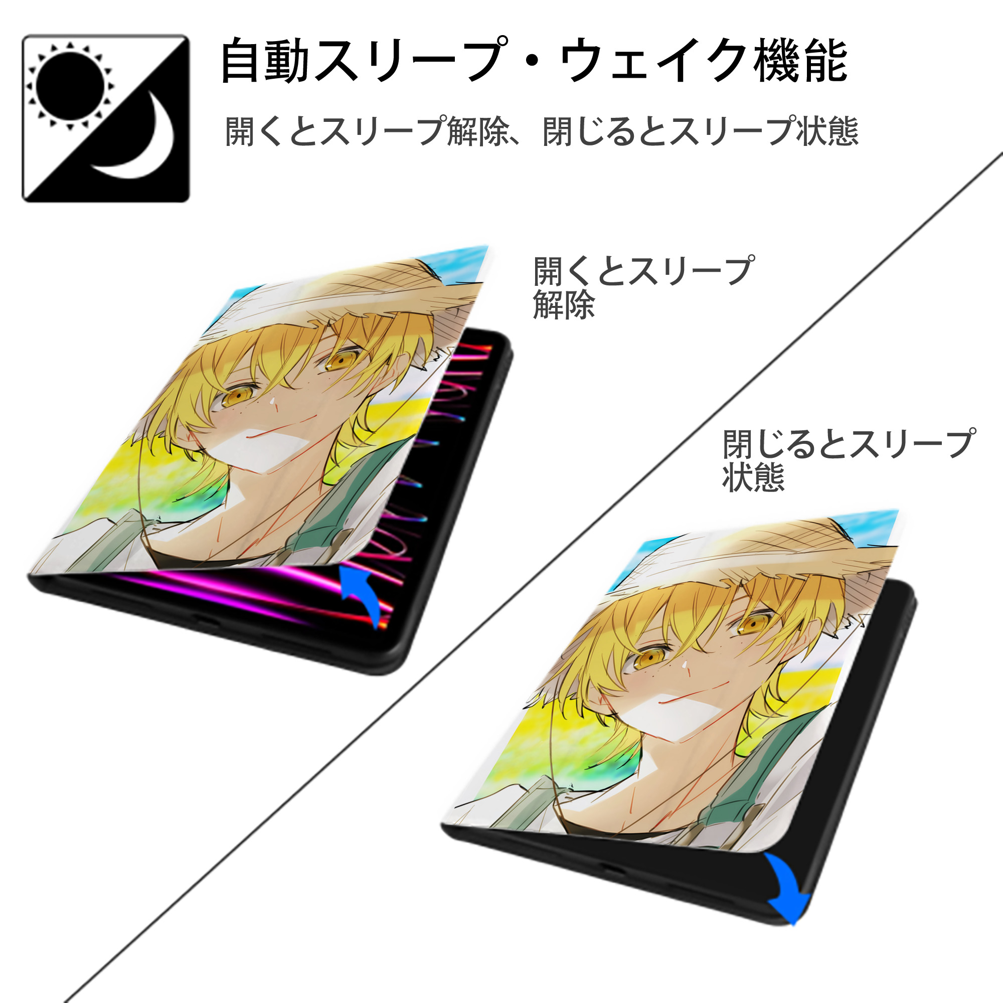 文豪ストレイドッグス Bungo Stray Dogs IPad ケース ペン収納付き 三つ折りスタンド PUレザー×シリコン 対応機種9.5/10.5/10.9インチ
