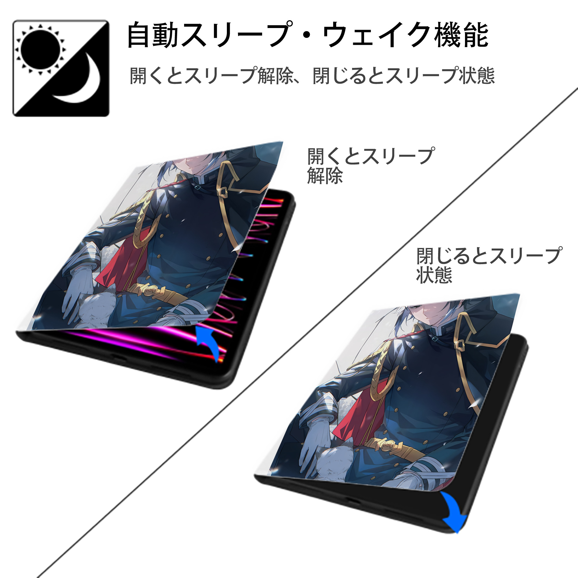 文豪ストレイドッグス Bungo Stray Dogs IPad ケース ペン収納付き 三つ折りスタンド PUレザー×シリコン 対応機種9.5/10.5/10.9インチ