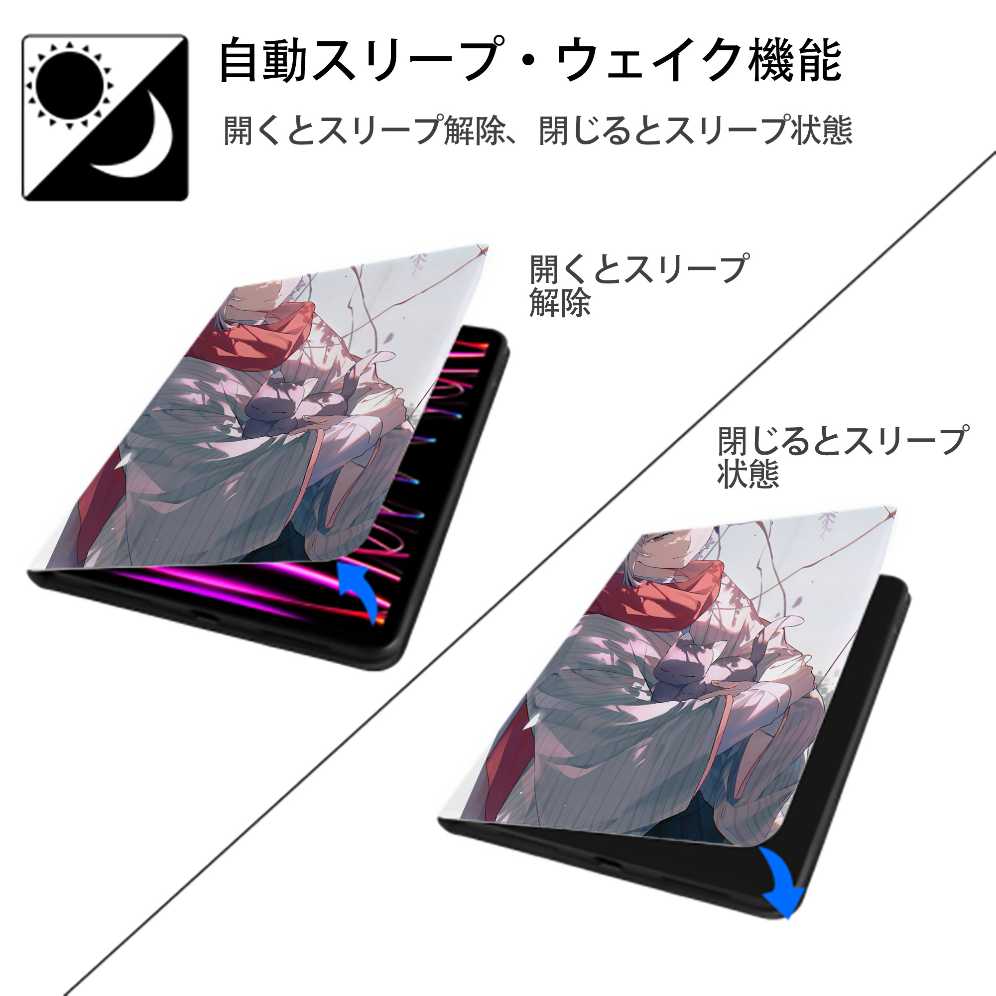 文豪ストレイドッグス Bungo Stray Dogs IPad ケース ペン収納付き 三つ折りスタンド PUレザー×シリコン 対応機種9.5/10.5/10.9インチ