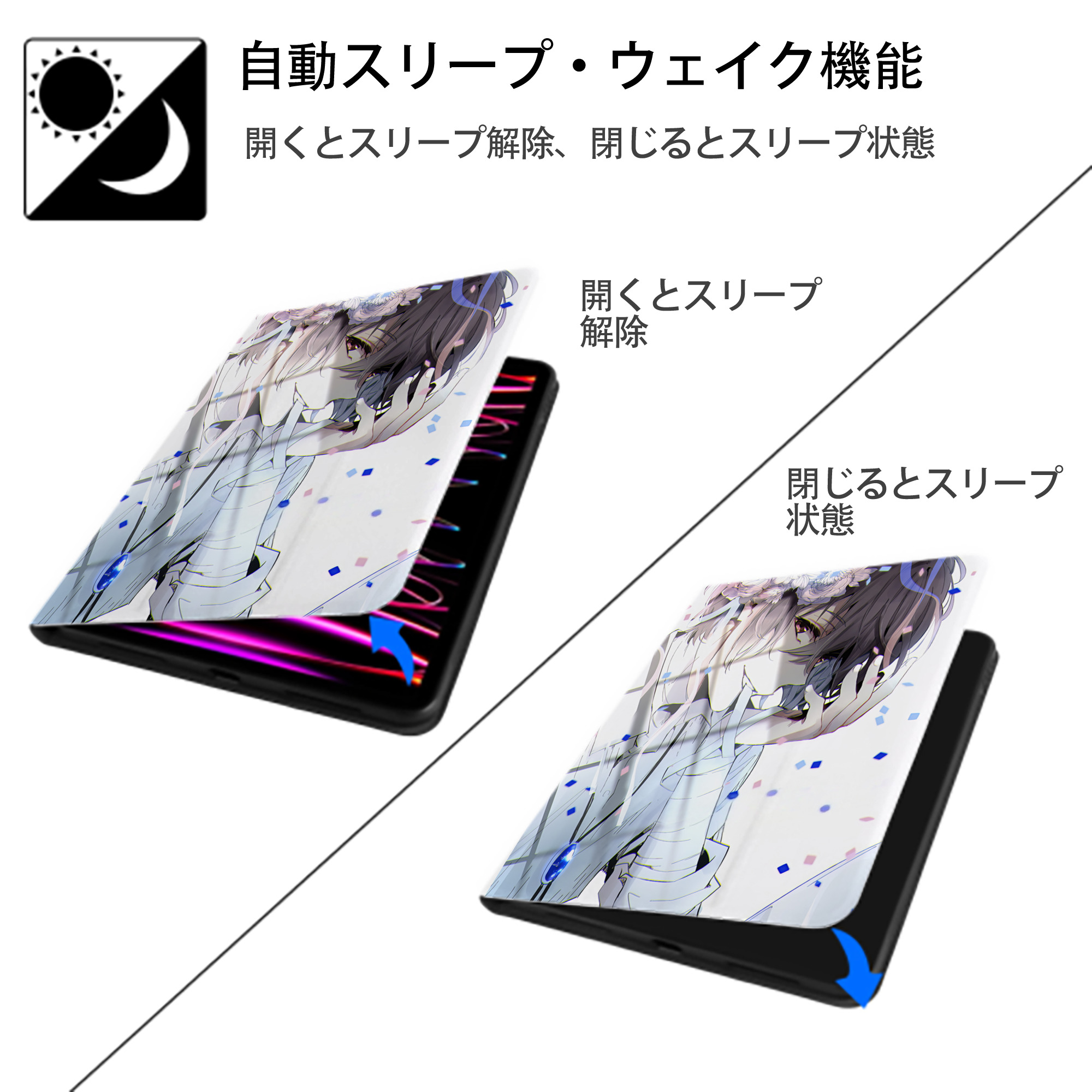 文豪ストレイドッグス Bungo Stray Dogs IPad ケース ペン収納付き 三つ折りスタンド PUレザー×シリコン 対応機種9.5/10.5/10.9インチ