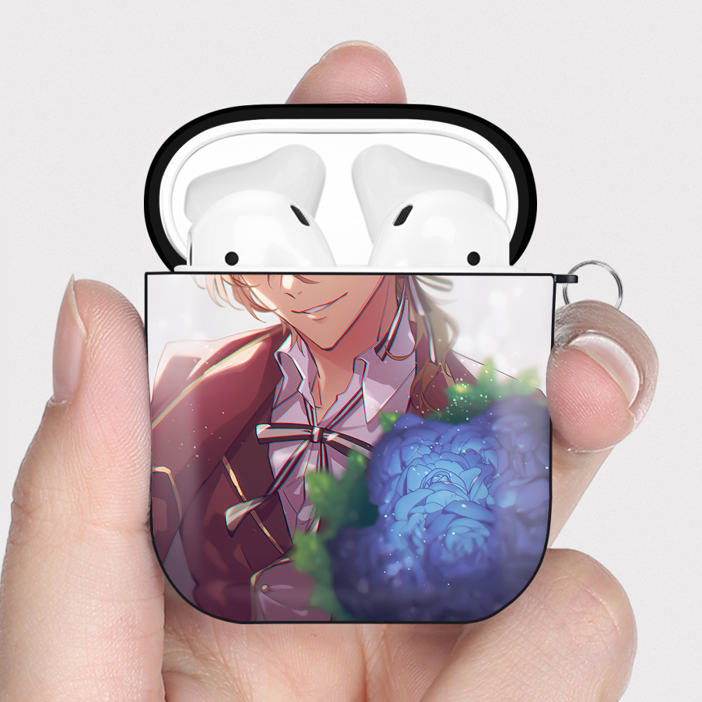 （画像用） 文豪ストレイドッグス Bungo Stray Dogs AirPods 第2世代保護ケース ハードシェル ブラック 耐衝撃・防指紋・カラビナ付き