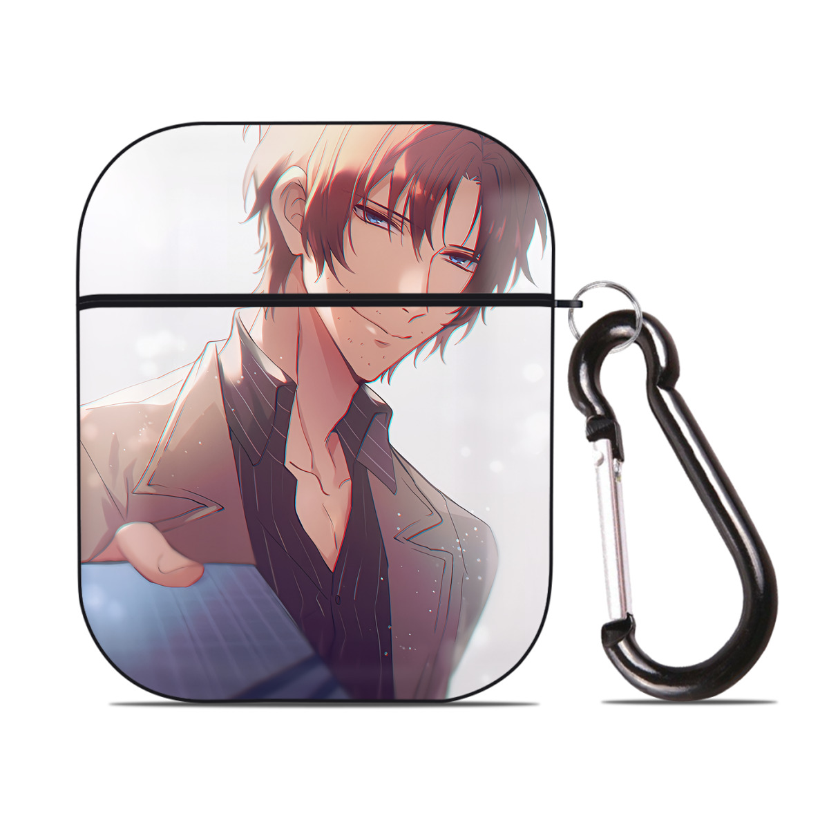 （画像用） 文豪ストレイドッグス Bungo Stray Dogs AirPods 第2世代保護ケース ハードシェル ブラック 耐衝撃・防指紋・カラビナ付き