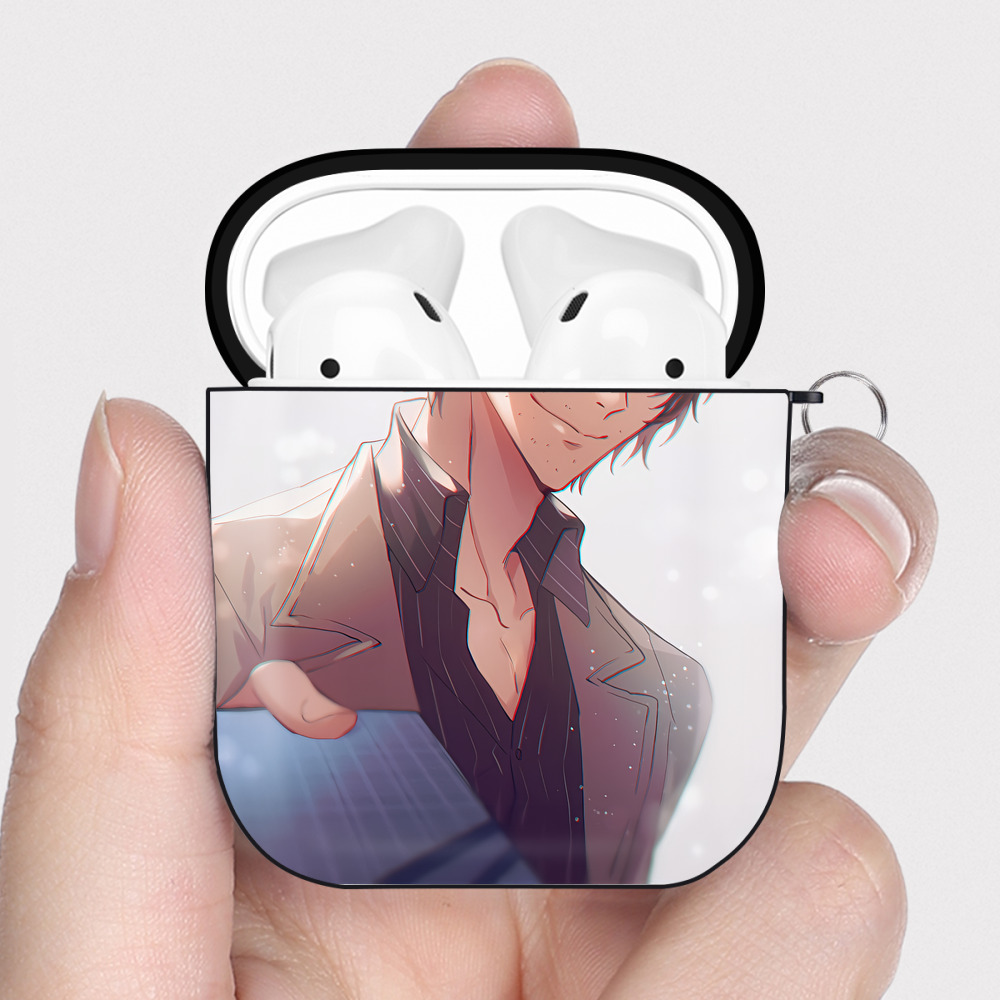 （画像用） 文豪ストレイドッグス Bungo Stray Dogs AirPods 第2世代保護ケース ハードシェル ブラック 耐衝撃・防指紋・カラビナ付き