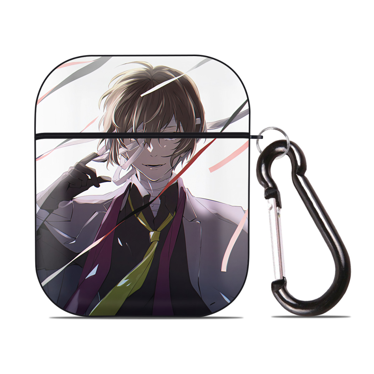 （画像用） 文豪ストレイドッグス Bungo Stray Dogs AirPods 第2世代保護ケース ハードシェル ブラック 耐衝撃・防指紋・カラビナ付き