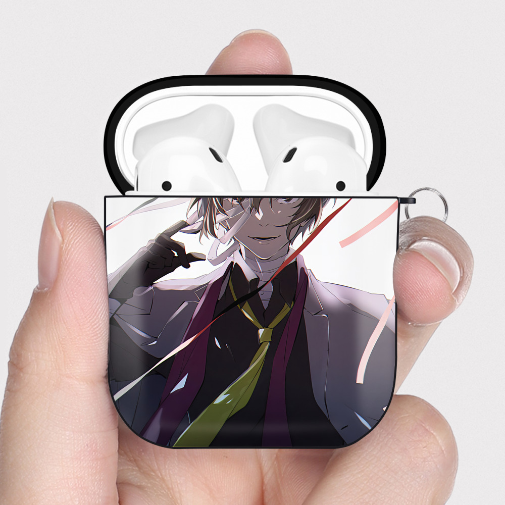 （画像用） 文豪ストレイドッグス Bungo Stray Dogs AirPods 第2世代保護ケース ハードシェル ブラック 耐衝撃・防指紋・カラビナ付き