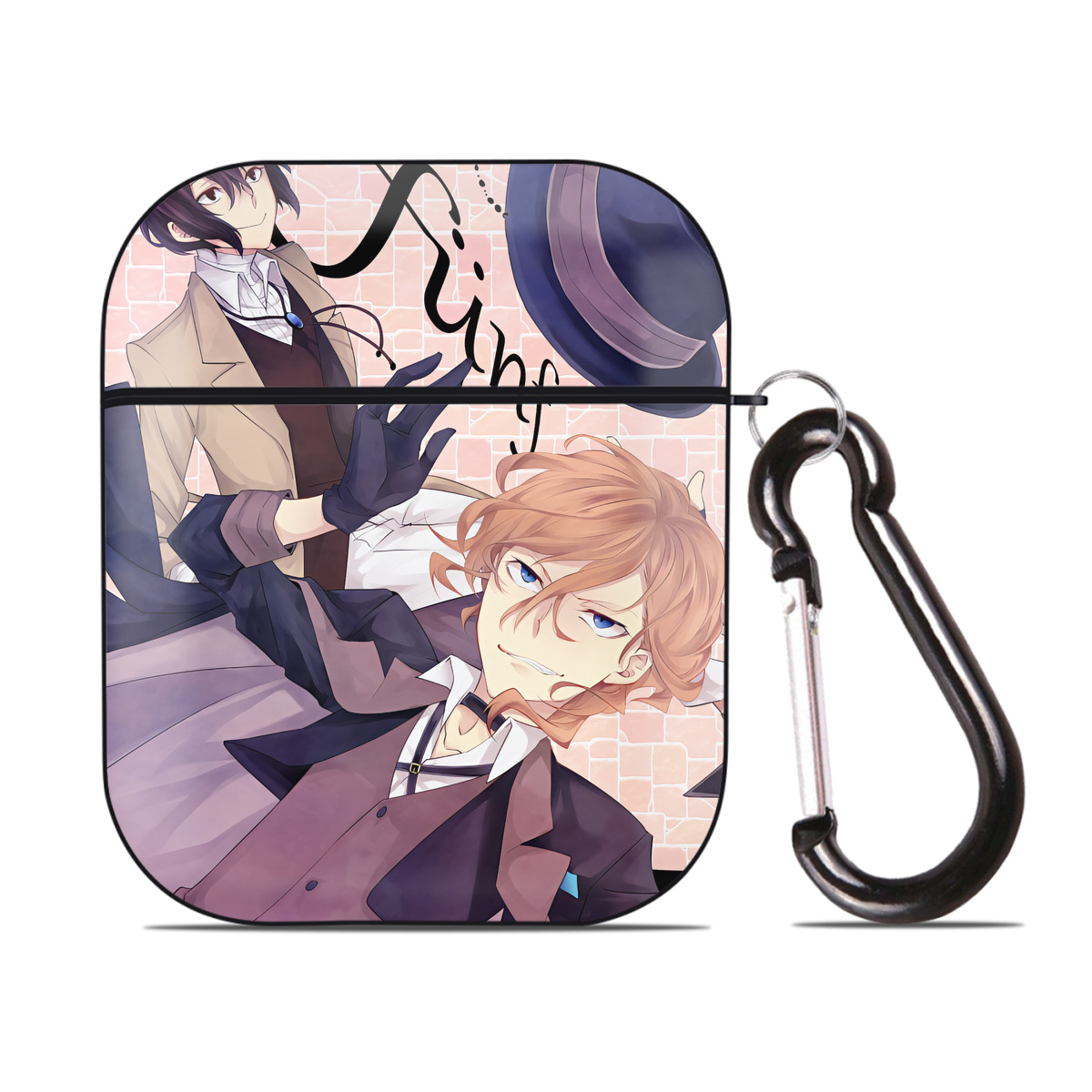 （画像用） 文豪ストレイドッグス Bungo Stray Dogs AirPods 第2世代保護ケース ハードシェル ブラック 耐衝撃・防指紋・カラビナ付き