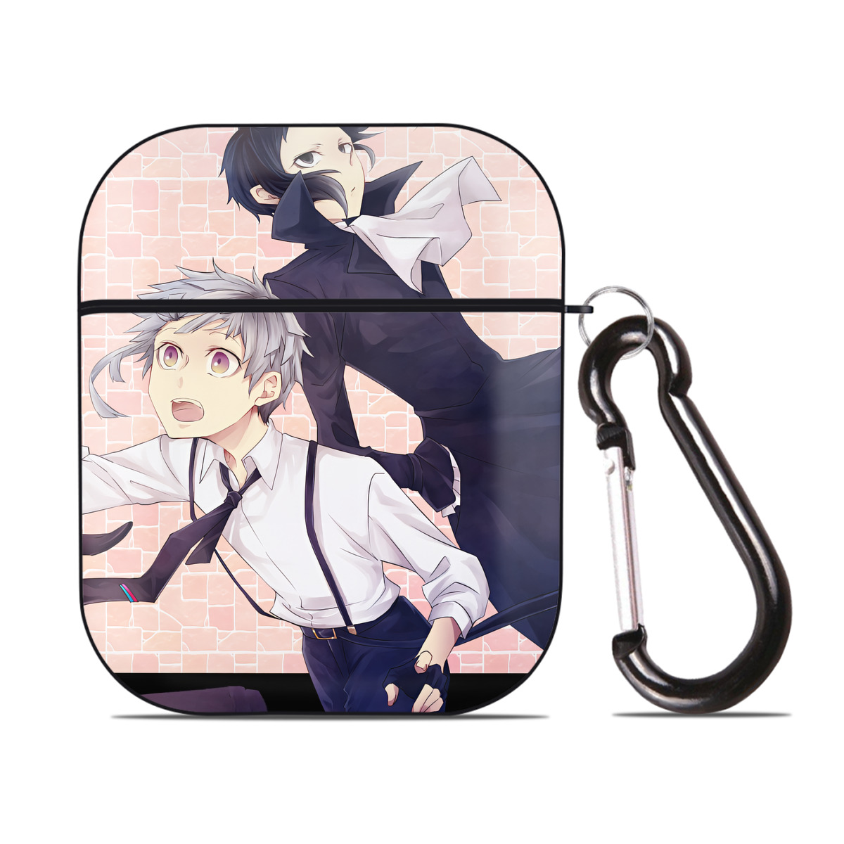 （画像用） 文豪ストレイドッグス Bungo Stray Dogs AirPods 第2世代保護ケース ハードシェル ブラック 耐衝撃・防指紋・カラビナ付き