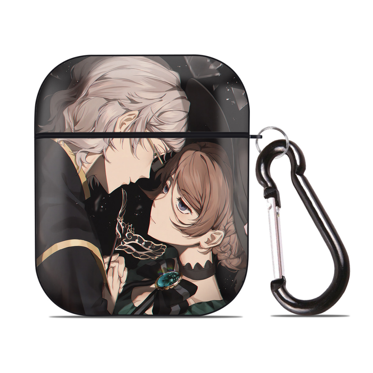 （画像用） 文豪ストレイドッグス Bungo Stray Dogs AirPods 第2世代保護ケース ハードシェル ブラック 耐衝撃・防指紋・カラビナ付き
