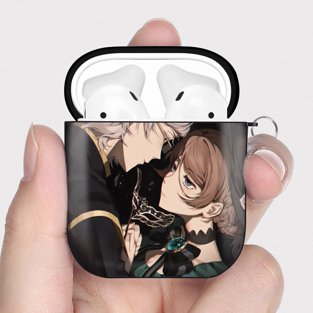 （画像用） 文豪ストレイドッグス Bungo Stray Dogs AirPods 第2世代保護ケース ハードシェル ブラック 耐衝撃・防指紋・カラビナ付き