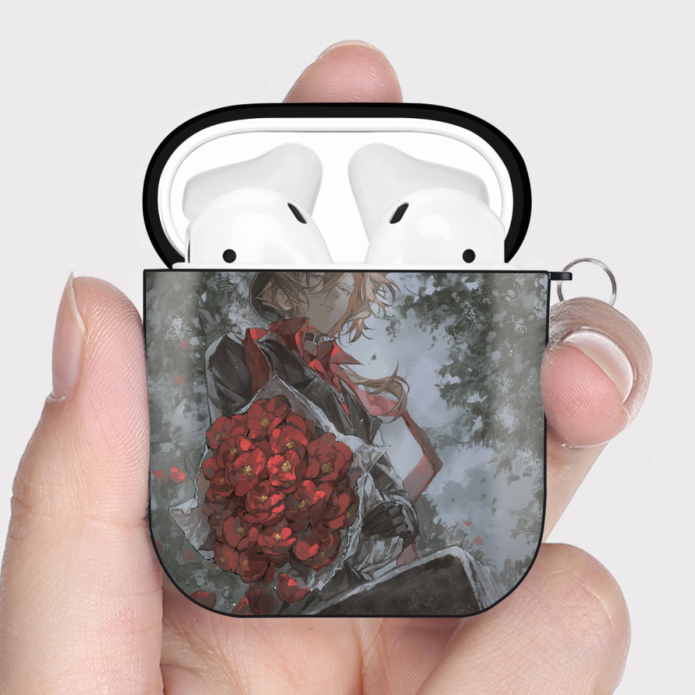 （画像用） 文豪ストレイドッグス Bungo Stray Dogs AirPods 第2世代保護ケース ハードシェル ブラック 耐衝撃・防指紋・カラビナ付き