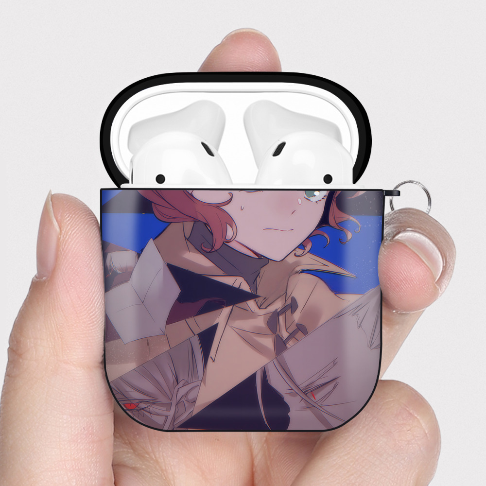 （画像用） 文豪ストレイドッグス Bungo Stray Dogs AirPods 第2世代保護ケース ハードシェル ブラック 耐衝撃・防指紋・カラビナ付き