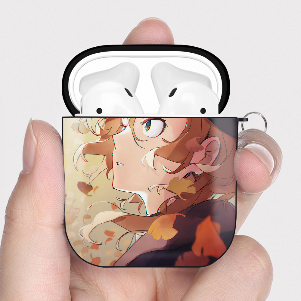 （画像用） 文豪ストレイドッグス Bungo Stray Dogs AirPods 第2世代保護ケース ハードシェル ブラック 耐衝撃・防指紋・カラビナ付き