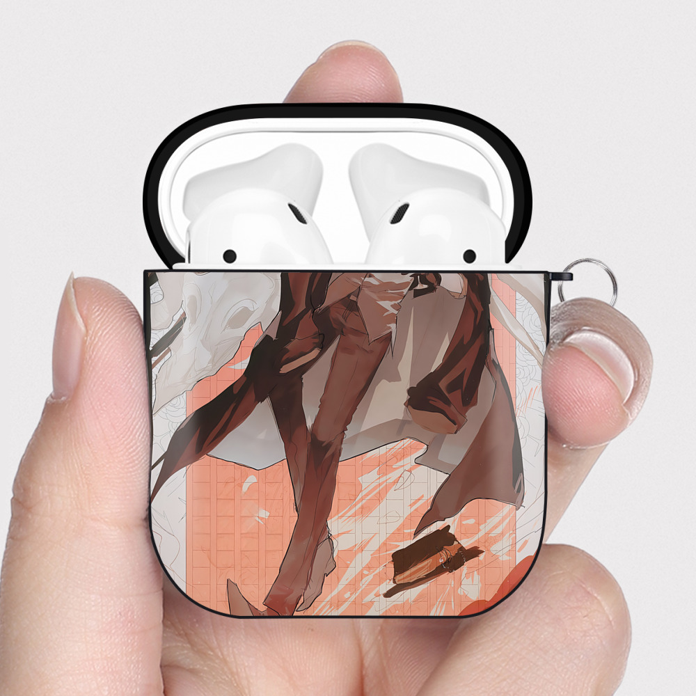 （画像用） 文豪ストレイドッグス Bungo Stray Dogs AirPods 第2世代保護ケース ハードシェル ブラック 耐衝撃・防指紋・カラビナ付き