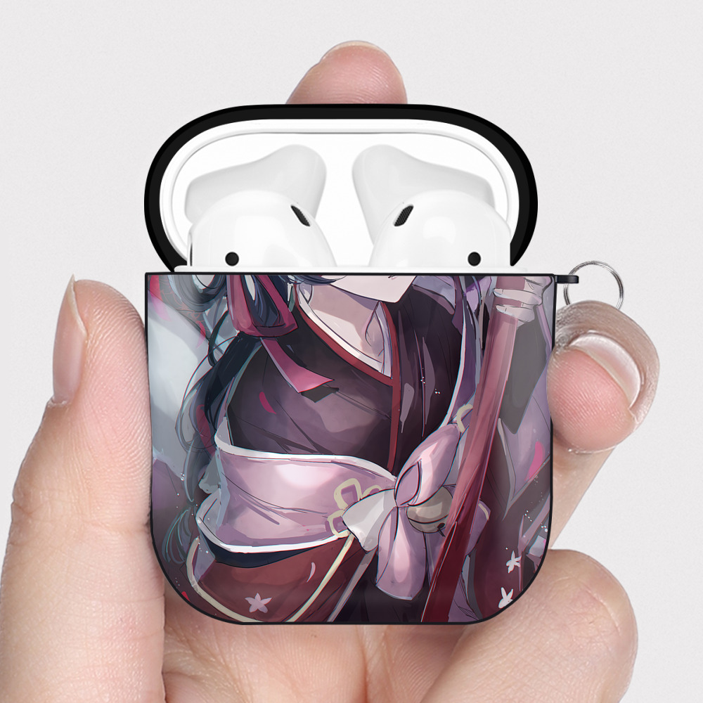 （画像用） 文豪ストレイドッグス Bungo Stray Dogs AirPods 第2世代保護ケース ハードシェル ブラック 耐衝撃・防指紋・カラビナ付き