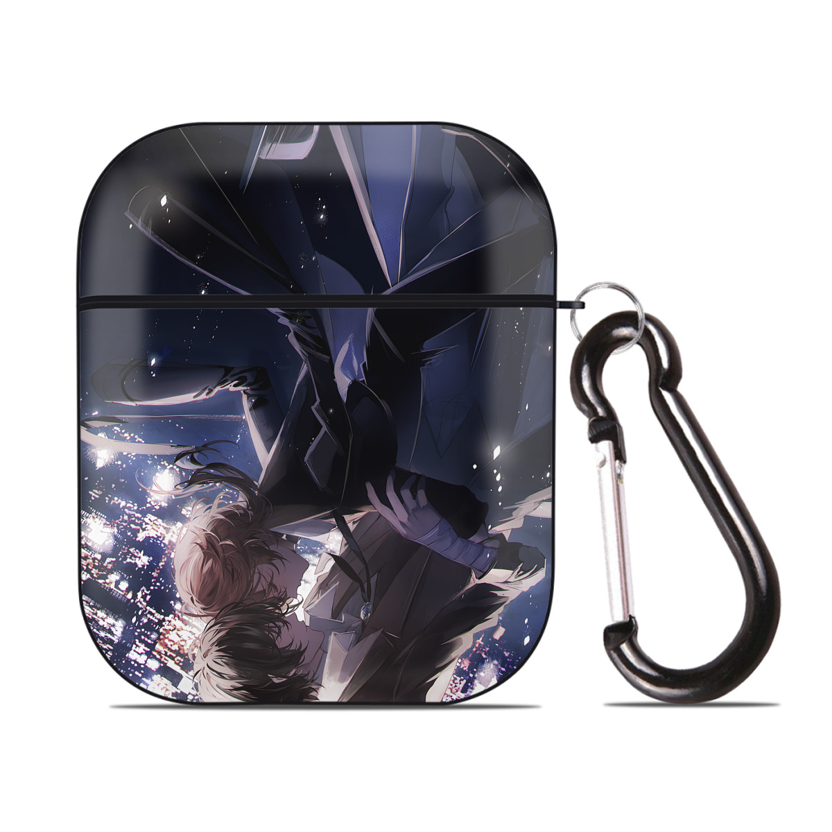 （画像用） 文豪ストレイドッグス Bungo Stray Dogs AirPods 第2世代保護ケース ハードシェル ブラック 耐衝撃・防指紋・カラビナ付き