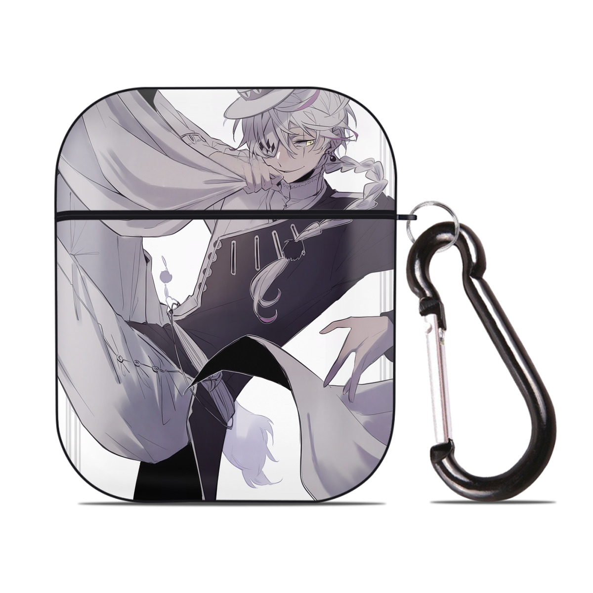 （画像用） 文豪ストレイドッグス Bungo Stray Dogs AirPods 第2世代保護ケース ハードシェル ブラック 耐衝撃・防指紋・カラビナ付き