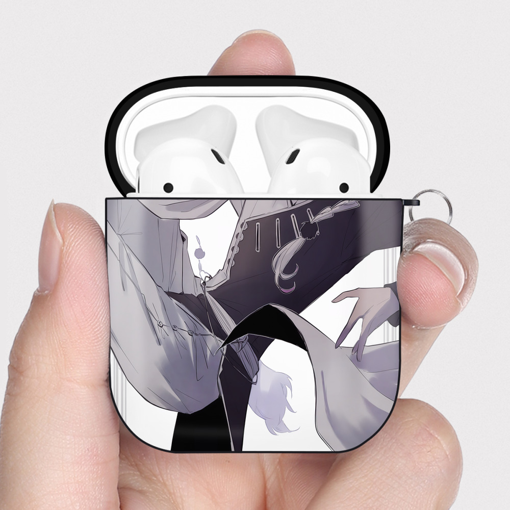 （画像用） 文豪ストレイドッグス Bungo Stray Dogs AirPods 第2世代保護ケース ハードシェル ブラック 耐衝撃・防指紋・カラビナ付き