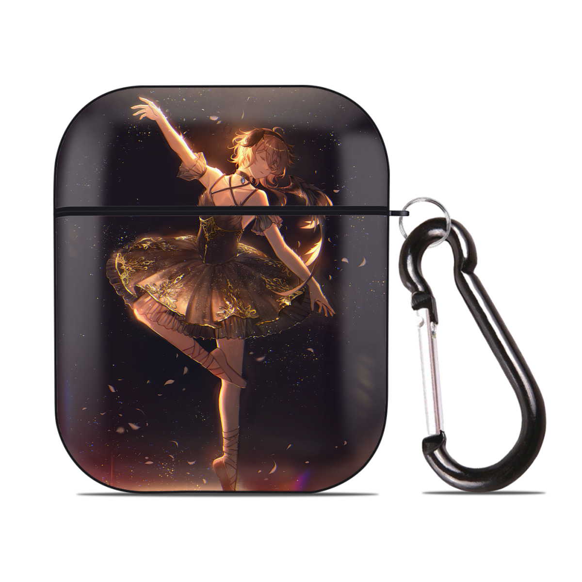 （画像用） 文豪ストレイドッグス Bungo Stray Dogs AirPods 第2世代保護ケース ハードシェル ブラック 耐衝撃・防指紋・カラビナ付き