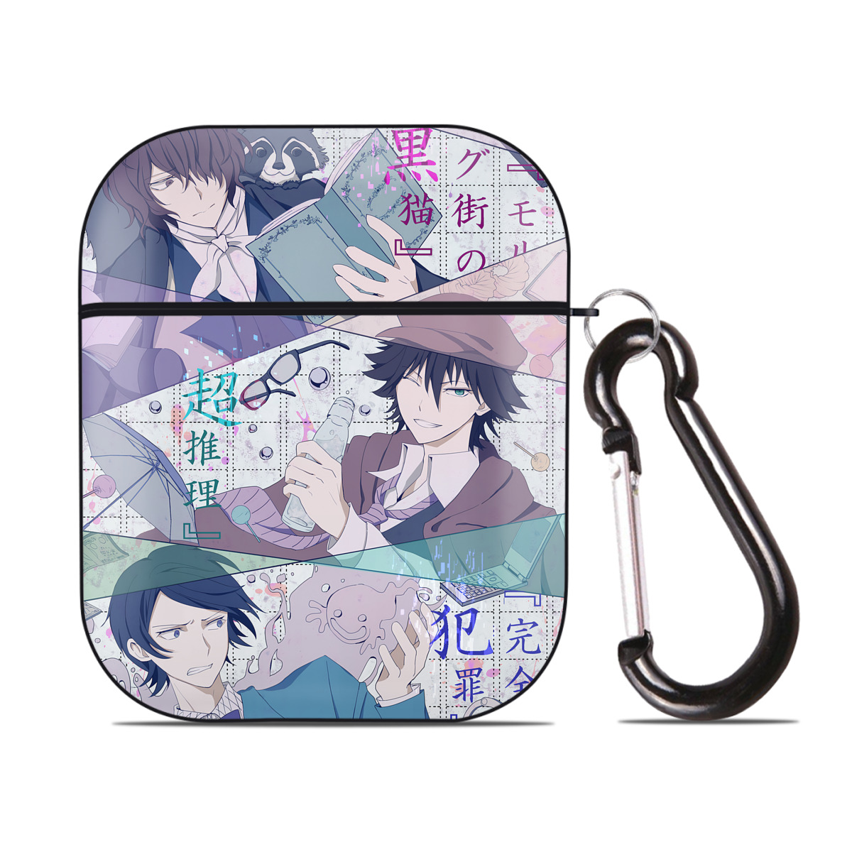（画像用） 文豪ストレイドッグス Bungo Stray Dogs AirPods 第2世代保護ケース ハードシェル ブラック 耐衝撃・防指紋・カラビナ付き
