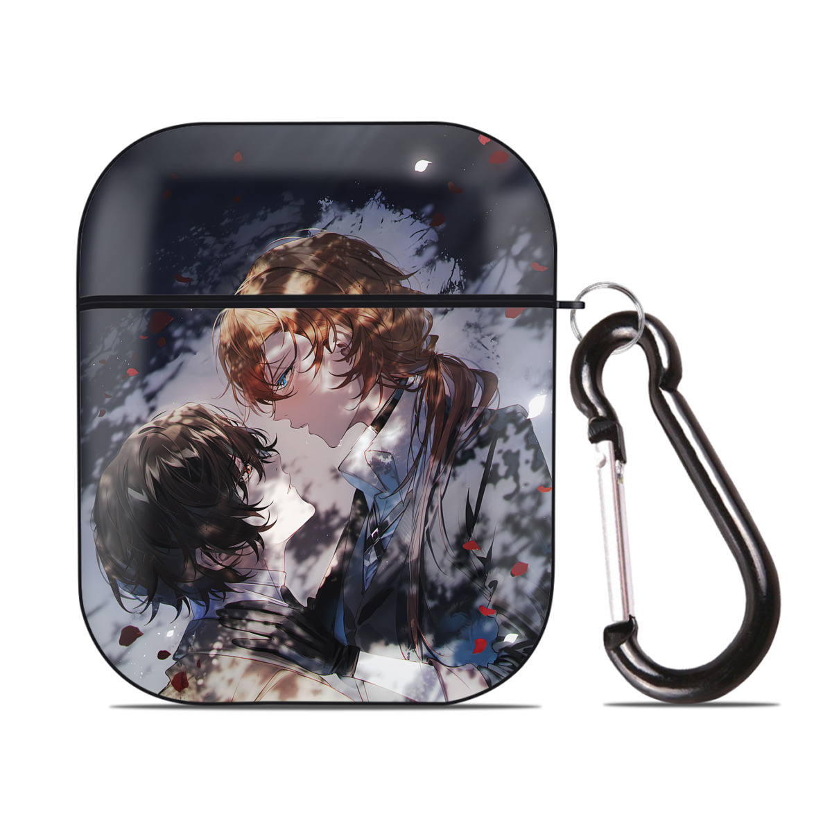 （画像用） 文豪ストレイドッグス Bungo Stray Dogs AirPods 第2世代保護ケース ハードシェル ブラック 耐衝撃・防指紋・カラビナ付き