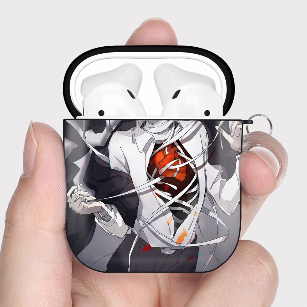 （画像用） 文豪ストレイドッグス Bungo Stray Dogs AirPods 第2世代保護ケース ハードシェル ブラック 耐衝撃・防指紋・カラビナ付き