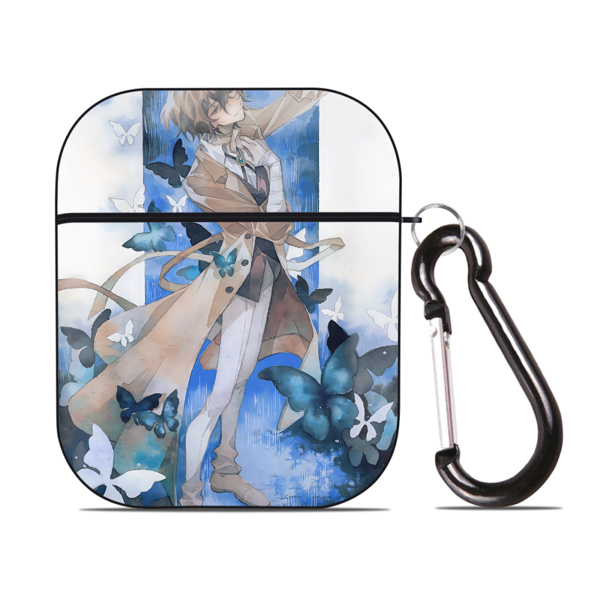 （画像用） 文豪ストレイドッグス Bungo Stray Dogs AirPods 第2世代保護ケース ハードシェル ブラック 耐衝撃・防指紋・カラビナ付き