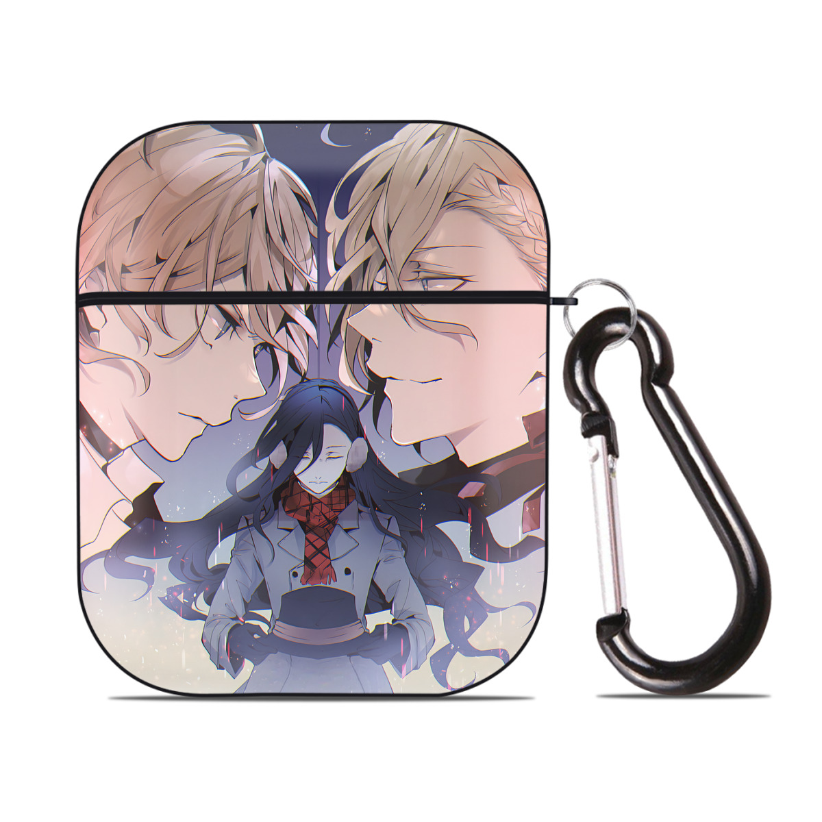 （画像用） 文豪ストレイドッグス Bungo Stray Dogs AirPods 第2世代保護ケース ハードシェル ブラック 耐衝撃・防指紋・カラビナ付き
