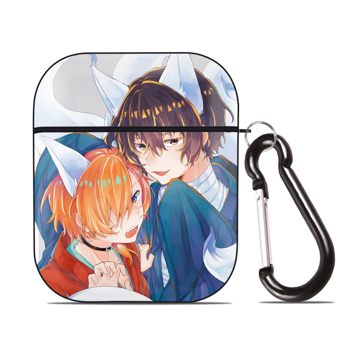 （画像用） 文豪ストレイドッグス Bungo Stray Dogs AirPods 第2世代保護ケース ハードシェル ブラック 耐衝撃・防指紋・カラビナ付き