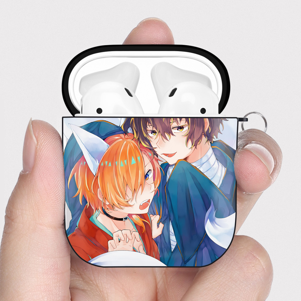 （画像用） 文豪ストレイドッグス Bungo Stray Dogs AirPods 第2世代保護ケース ハードシェル ブラック 耐衝撃・防指紋・カラビナ付き