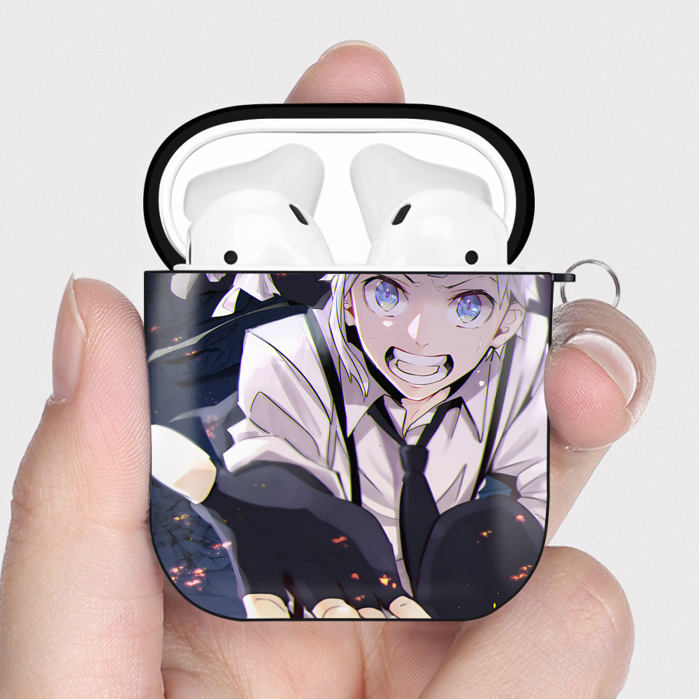 （画像用） 文豪ストレイドッグス Bungo Stray Dogs AirPods 第2世代保護ケース ハードシェル ブラック 耐衝撃・防指紋・カラビナ付き