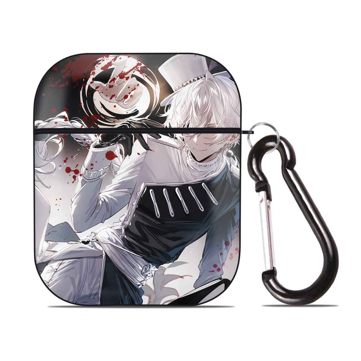 （画像用） 文豪ストレイドッグス Bungo Stray Dogs AirPods 第2世代保護ケース ハードシェル ブラック 耐衝撃・防指紋・カラビナ付き