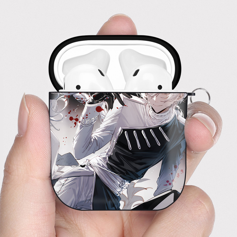 （画像用） 文豪ストレイドッグス Bungo Stray Dogs AirPods 第2世代保護ケース ハードシェル ブラック 耐衝撃・防指紋・カラビナ付き