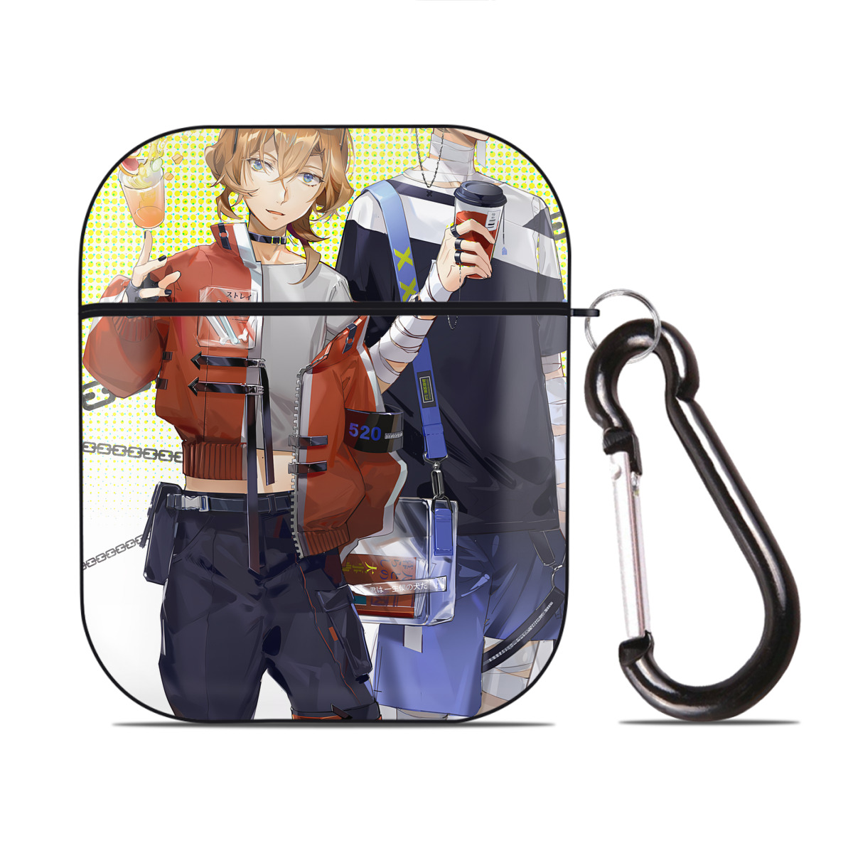（画像用） 文豪ストレイドッグス Bungo Stray Dogs AirPods 第2世代保護ケース ハードシェル ブラック 耐衝撃・防指紋・カラビナ付き