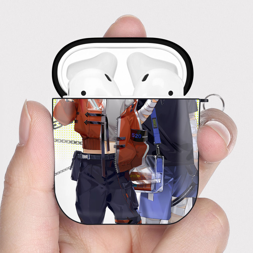 （画像用） 文豪ストレイドッグス Bungo Stray Dogs AirPods 第2世代保護ケース ハードシェル ブラック 耐衝撃・防指紋・カラビナ付き