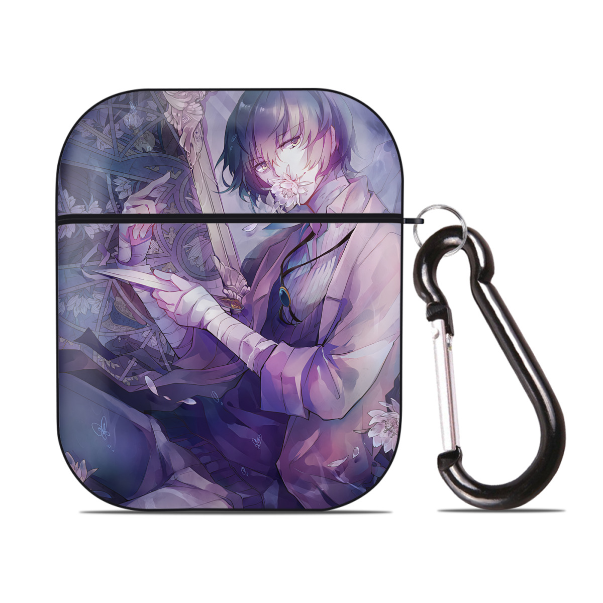 （画像用） 文豪ストレイドッグス Bungo Stray Dogs AirPods 第2世代保護ケース ハードシェル ブラック 耐衝撃・防指紋・カラビナ付き
