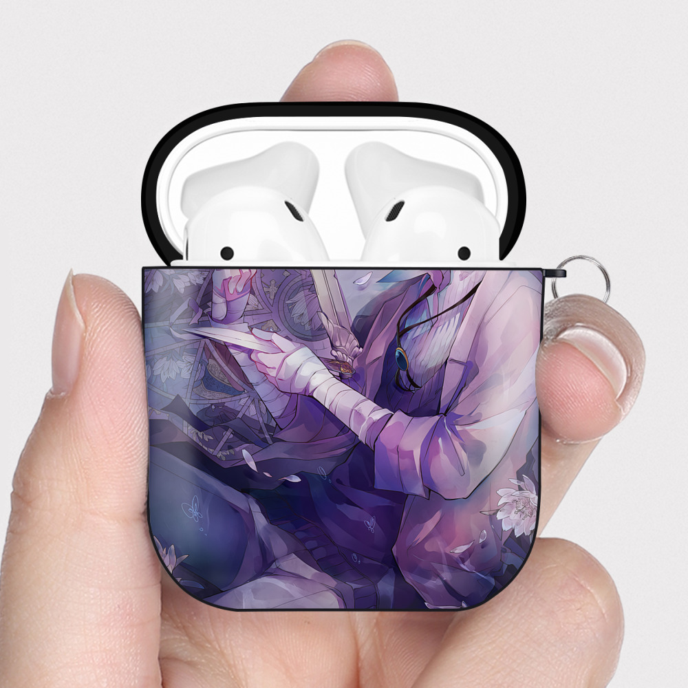 （画像用） 文豪ストレイドッグス Bungo Stray Dogs AirPods 第2世代保護ケース ハードシェル ブラック 耐衝撃・防指紋・カラビナ付き