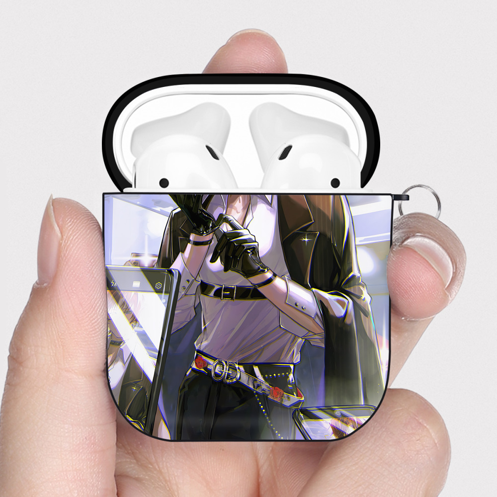 （画像用） 文豪ストレイドッグス Bungo Stray Dogs AirPods 第2世代保護ケース ハードシェル ブラック 耐衝撃・防指紋・カラビナ付き