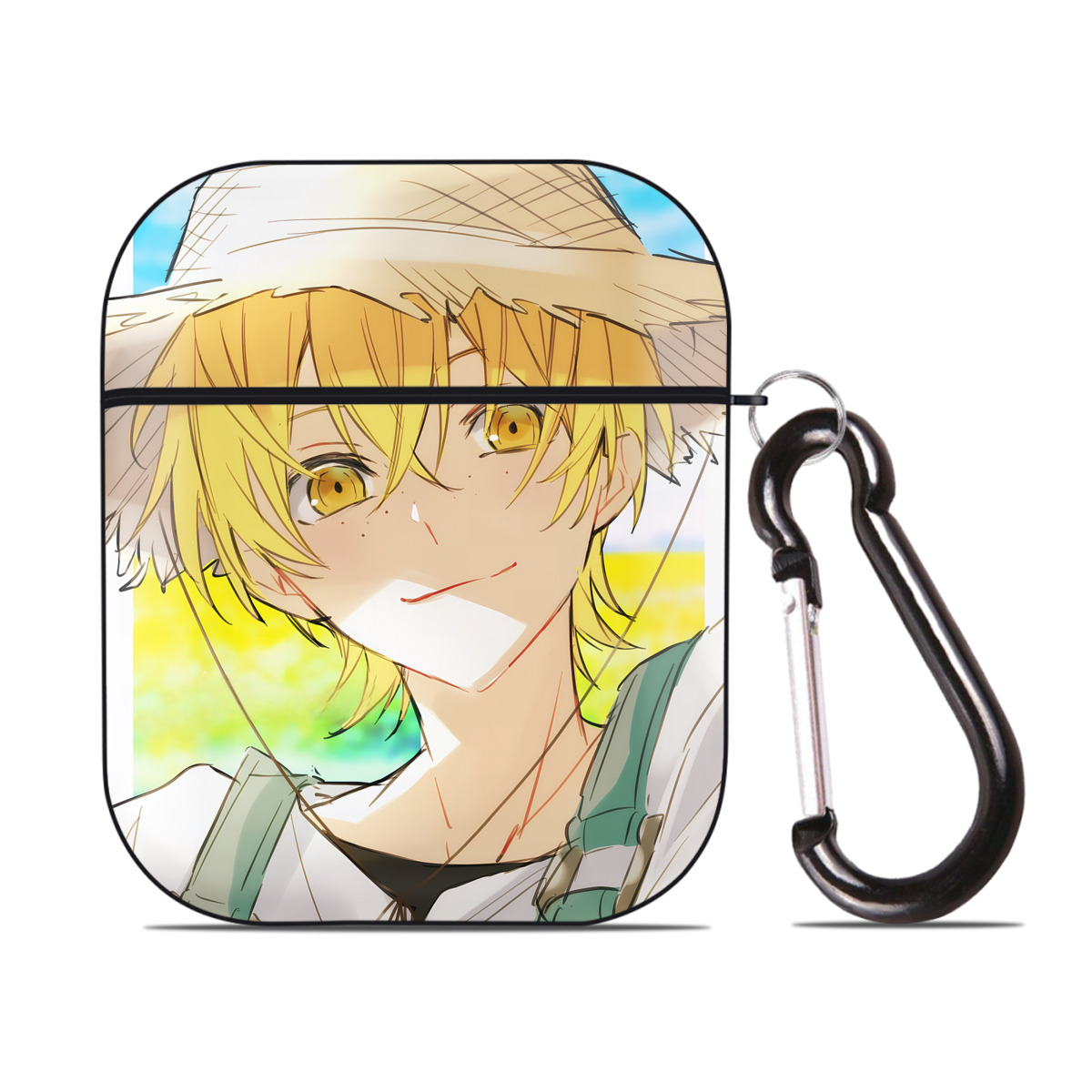 （画像用） 文豪ストレイドッグス Bungo Stray Dogs AirPods 第2世代保護ケース ハードシェル ブラック 耐衝撃・防指紋・カラビナ付き