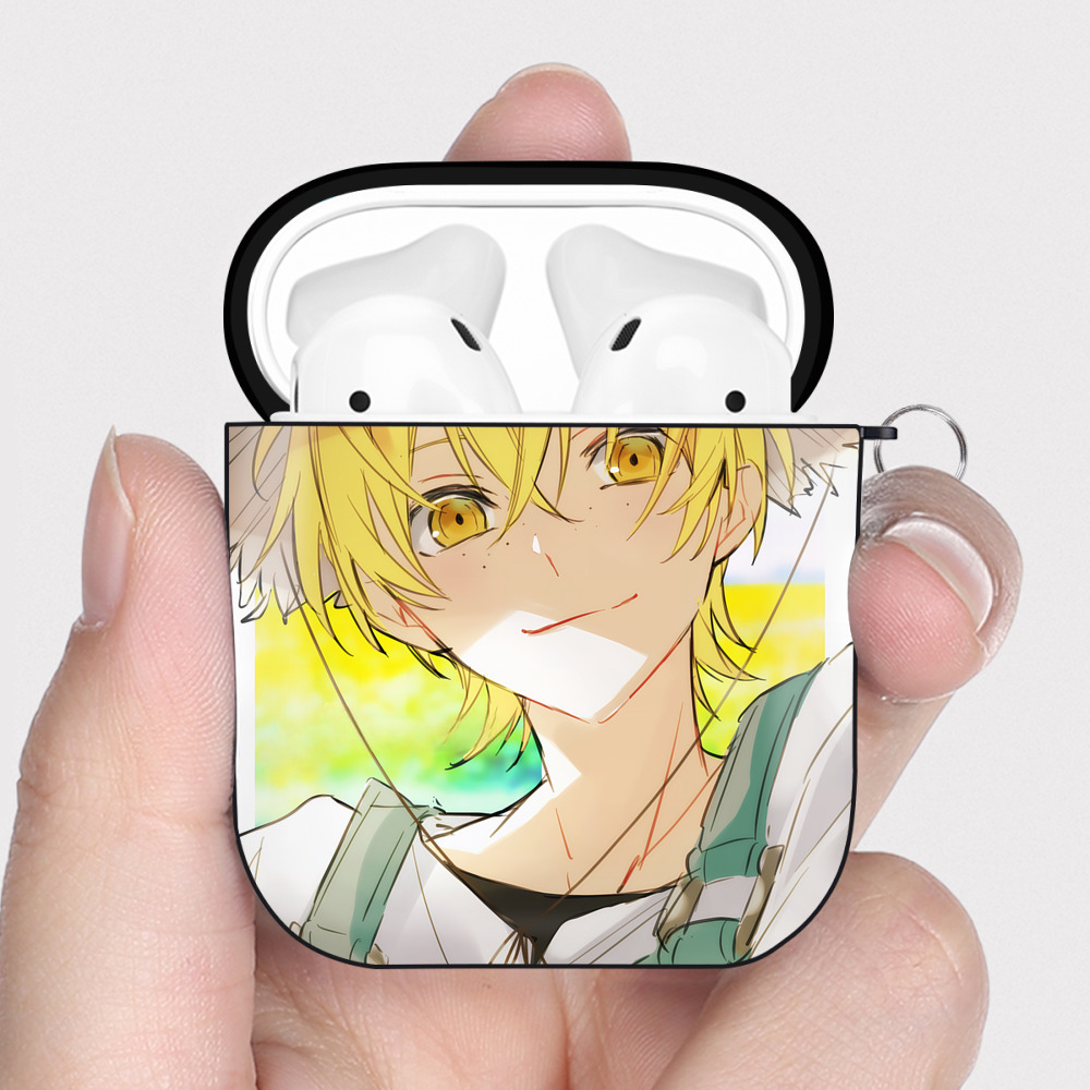 （画像用） 文豪ストレイドッグス Bungo Stray Dogs AirPods 第2世代保護ケース ハードシェル ブラック 耐衝撃・防指紋・カラビナ付き