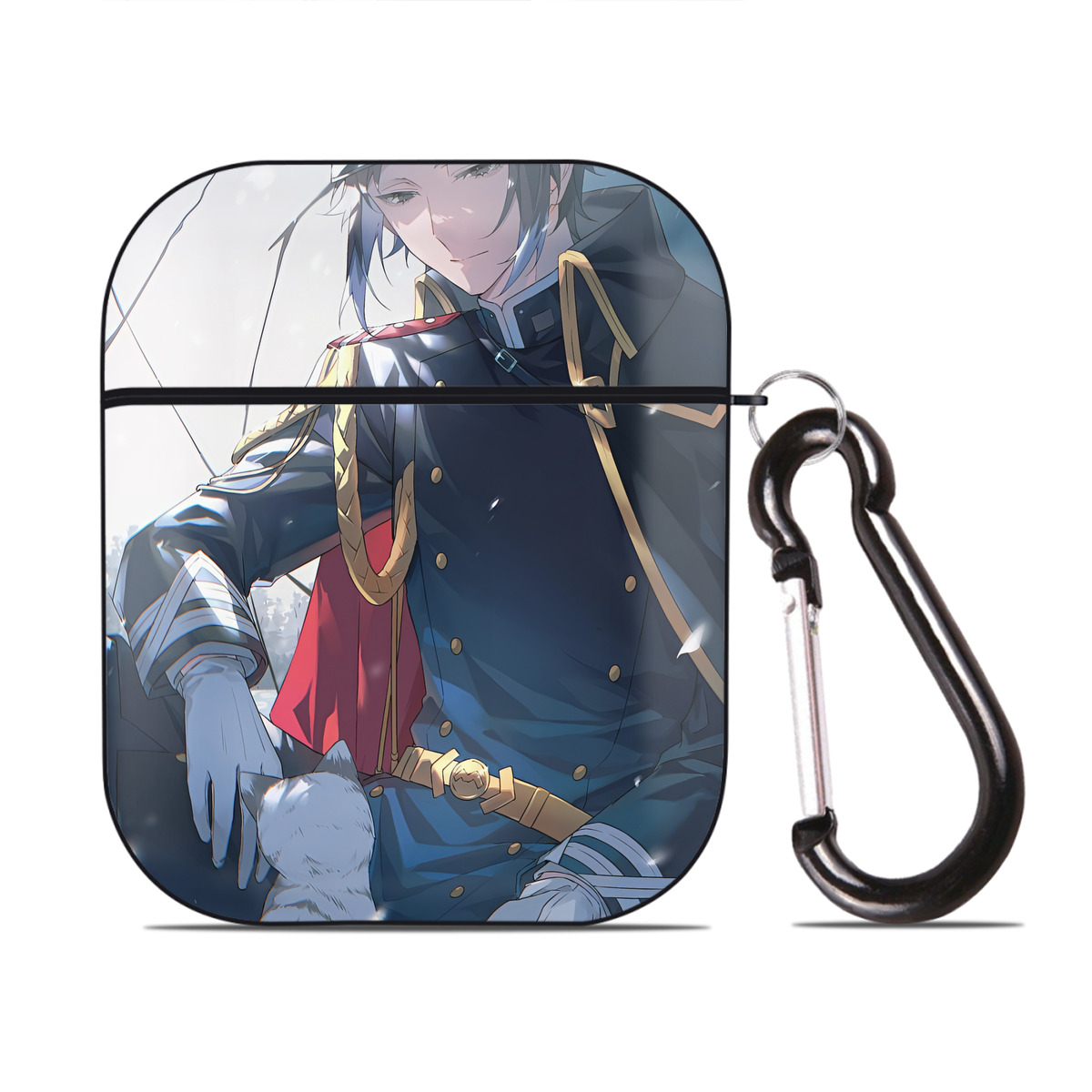（画像用） 文豪ストレイドッグス Bungo Stray Dogs AirPods 第2世代保護ケース ハードシェル ブラック 耐衝撃・防指紋・カラビナ付き